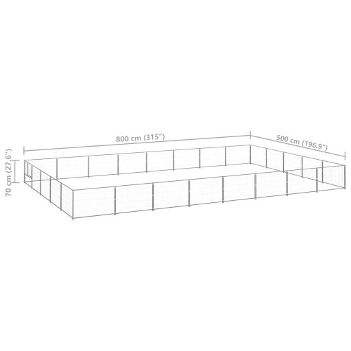 Ezüstszínű acél kutyakennel 40 m²