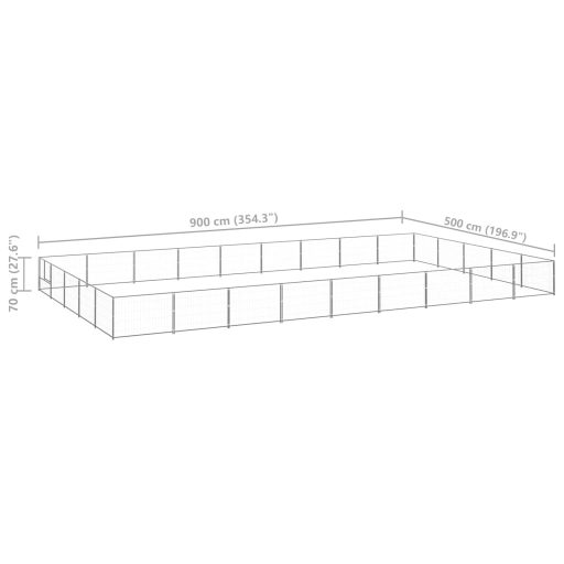 Ezüstszínű acél kutyakennel 45 m²