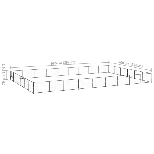 Fekete acél kutyakennel 54 m²