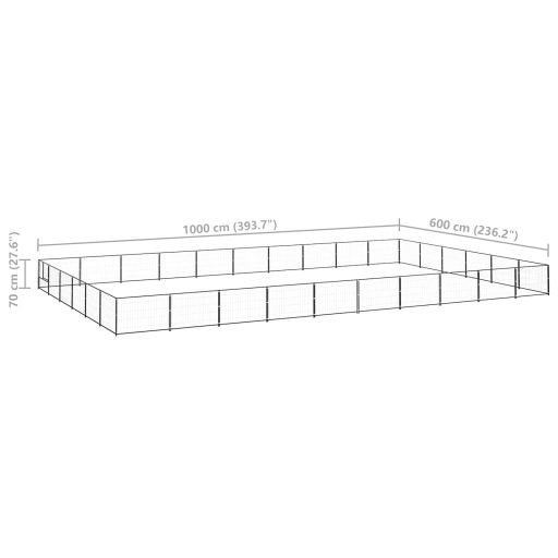 Fekete acél kutyakennel 60 m²
