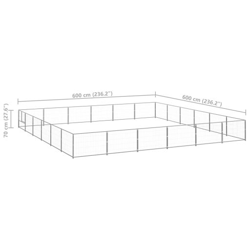Ezüstszínű acél kutyakennel 36 m²