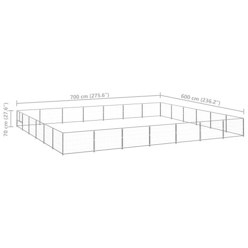 Ezüstszínű acél kutyakennel 42 m²