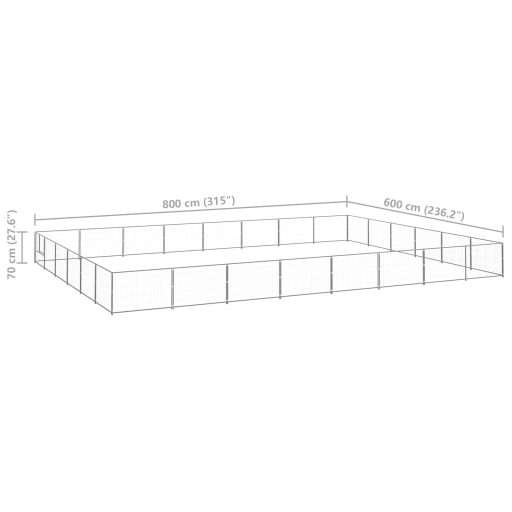 Ezüstszínű acél kutyakennel 48 m²