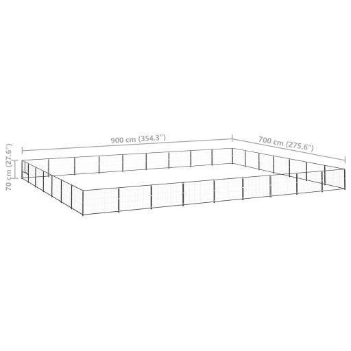 Fekete acél kutyakennel 63 m²