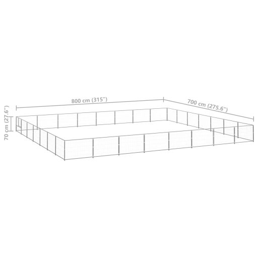 Ezüstszínű acél kutyakennel 56 m²