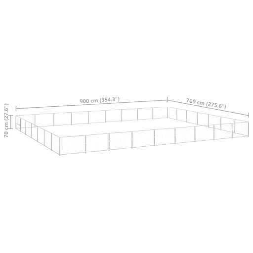 Ezüstszínű acél kutyakennel 63 m²
