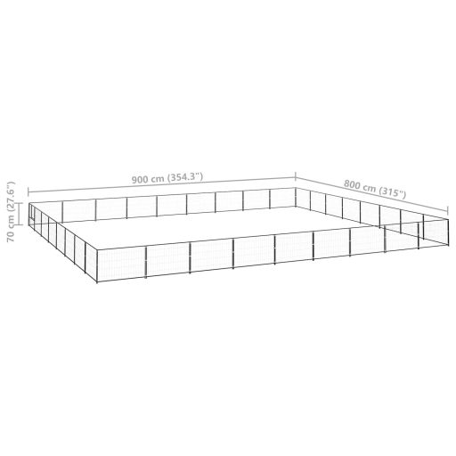 Fekete acél kutyakennel 72 m²