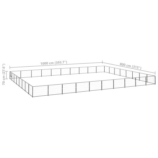 Fekete acél kutyakennel 80 m²
