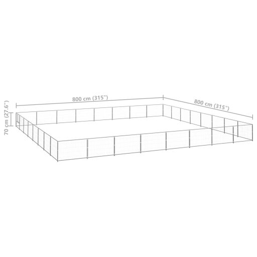 Ezüstszínű acél kutyakennel 64 m²