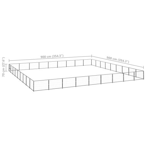 Fekete acél kutyakennel 81 m²