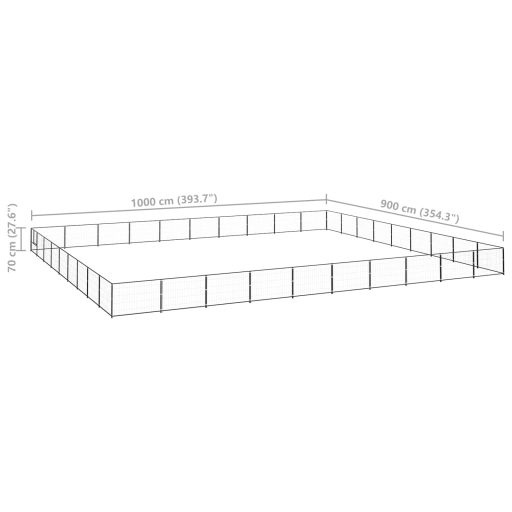 Fekete acél kutyakennel 90 m²