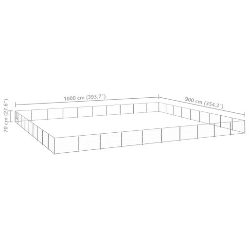 Ezüstszínű acél kutyakennel 90 m²