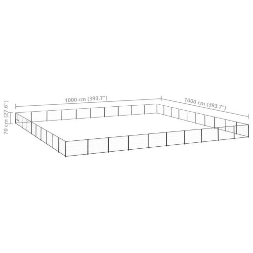 Fekete acél kutyakennel 100 m²