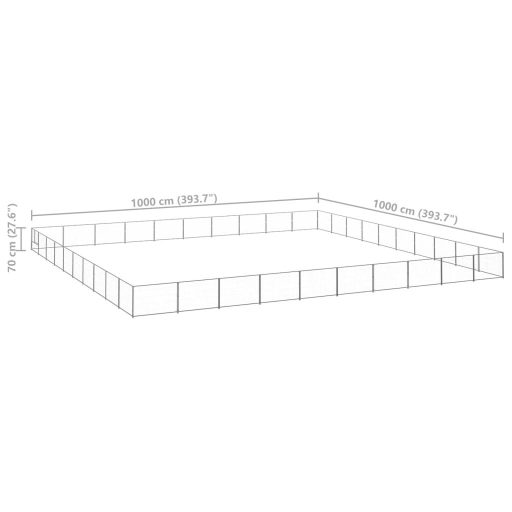 Ezüstszínű acél kutyakennel 100 m²