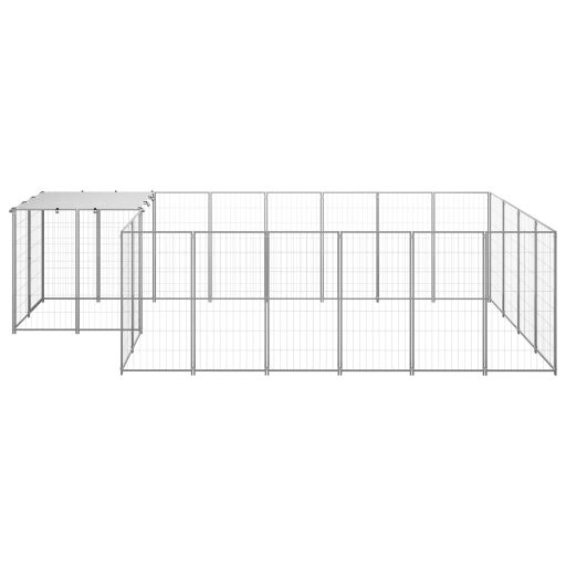 Ezüstszínű acél kutyakennel 8,47 m²