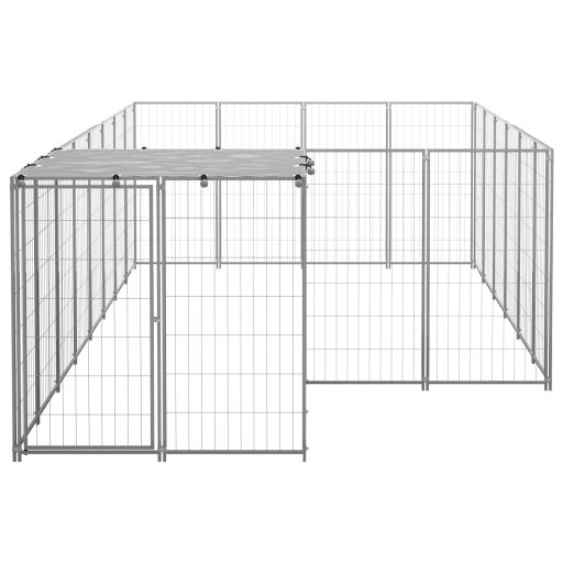 Ezüstszínű acél kutyakennel 8,47 m²