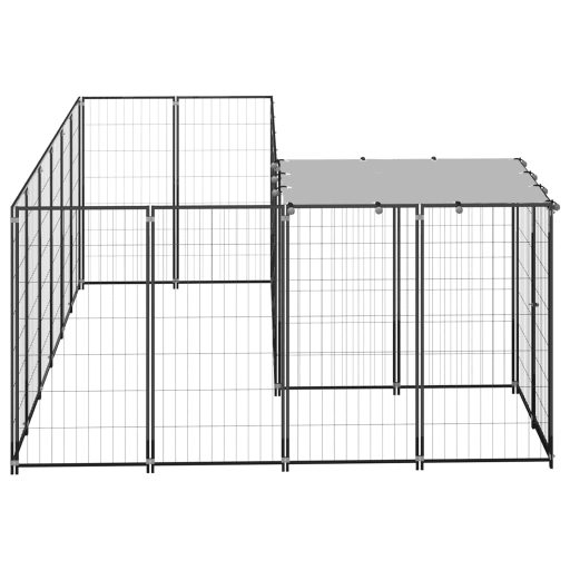 Fekete acél kutyakennel 4,84 m²