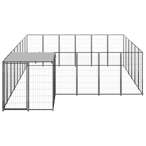 Fekete acél kutyakennel 12,1 m²