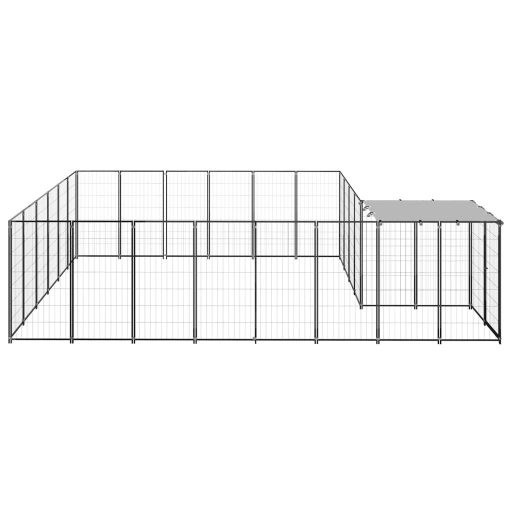 Fekete acél kutyakennel 12,1 m²