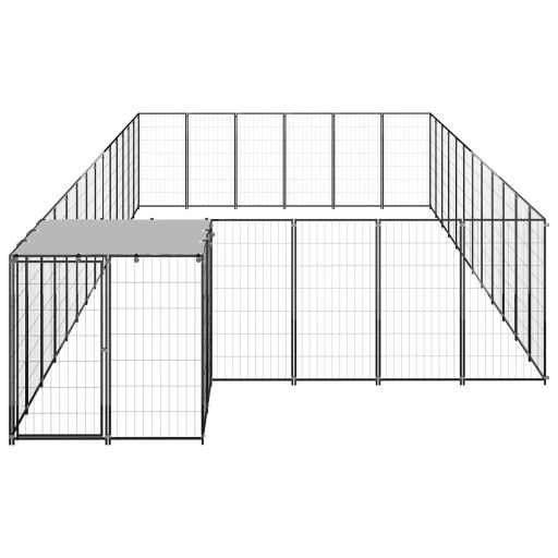 Fekete acél kutyakennel 22,99 m²