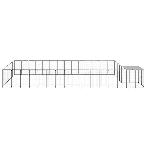 Fekete acél kutyakennel 26,62 m²