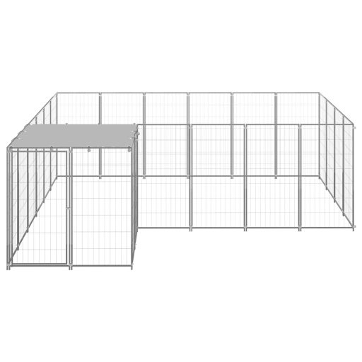 Ezüstszínű acél kutyakennel 8,47 m²