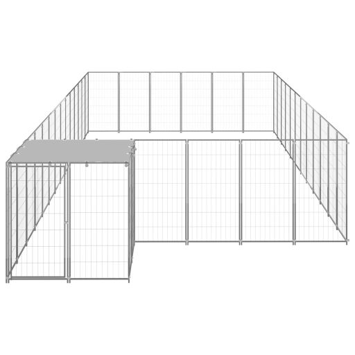 Ezüstszínű acél kutyakennel 22,99 m²