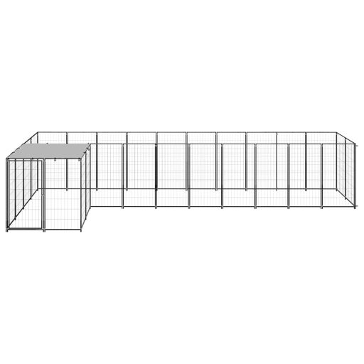 Fekete acél kutyakennel 7,26 m²