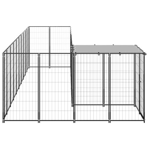 Fekete acél kutyakennel 7,26 m²