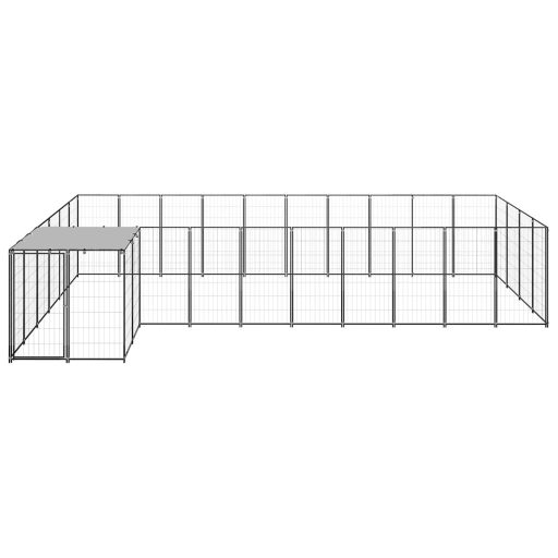 Fekete acél kutyakennel 13,31 m²