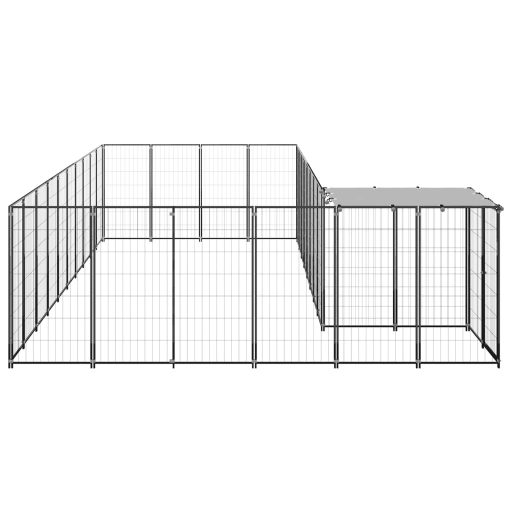 Fekete acél kutyakennel 13,31 m²