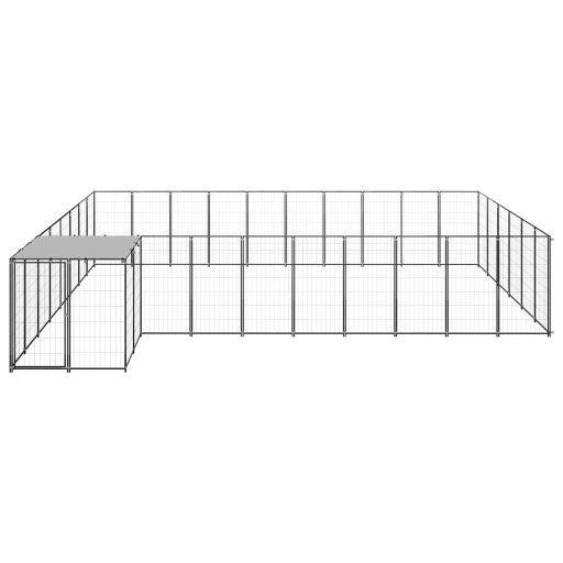 Fekete acél kutyakennel 19,36 m²