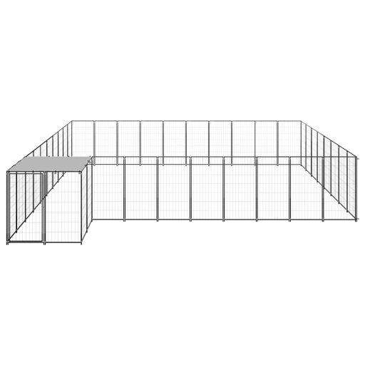 Fekete acél kutyakennel 25,41 m²