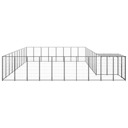 Fekete acél kutyakennel 25,41 m²