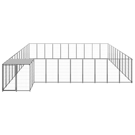 Fekete acél kutyakennel 31,46 m²