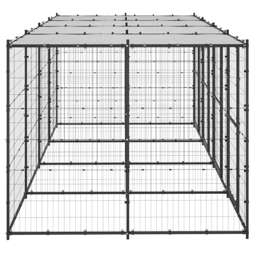 Kültéri acél kutyakennel tetővel 9,68 m²