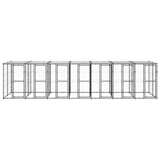 Kültéri acél kutyakennel tetővel 16,94 m²