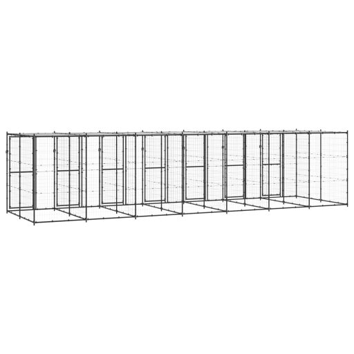 Kültéri acél kutyakennel tetővel 16,94 m²
