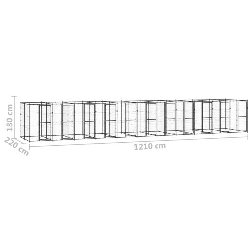 Kültéri acél kutyakennel 26,62 m²