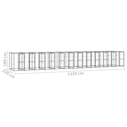Kültéri acél kutyakennel 29,04 m²