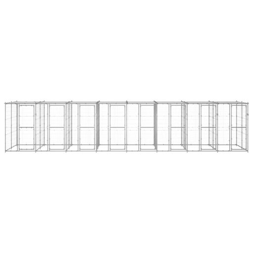 Kültéri horganyozott acél kutyakennel tetővel 19,36 m²