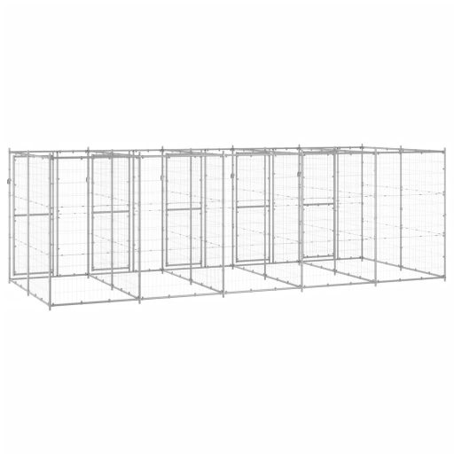 Kültéri horganyozott acél kutyakennel 12,1 m²