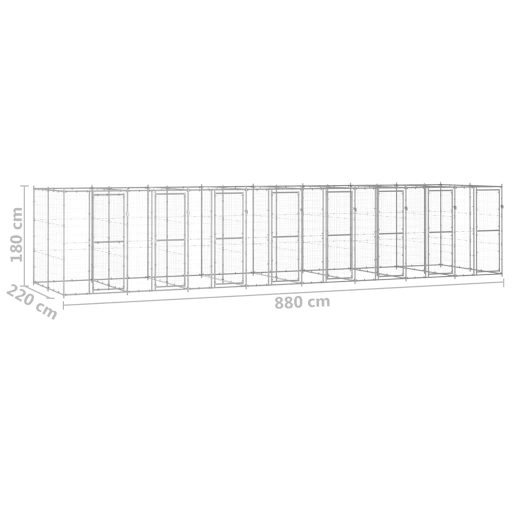 Kültéri horganyozott acél kutyakennel 19,36 m²