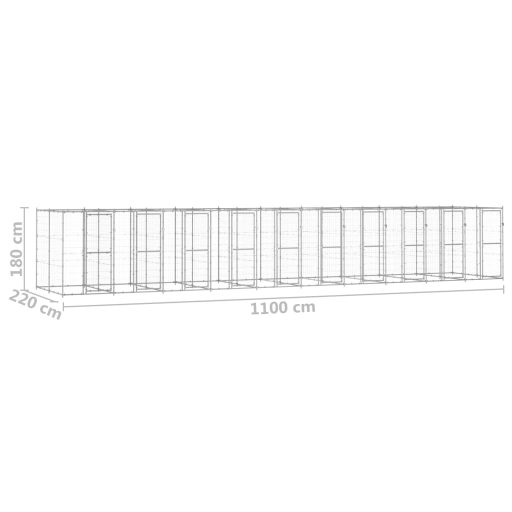 Kültéri horganyozott acél kutyakennel 24,2 m²