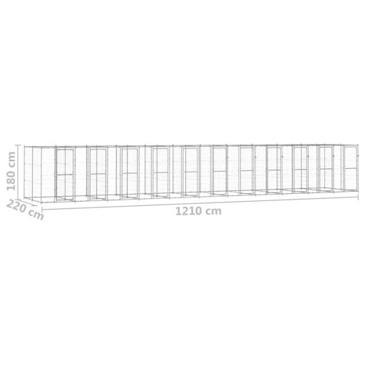 Kültéri horganyozott acél kutyakennel 26,62 m²