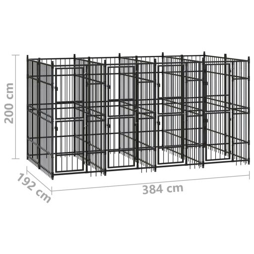 Acél kültéri kutyakennel 7,37 m²