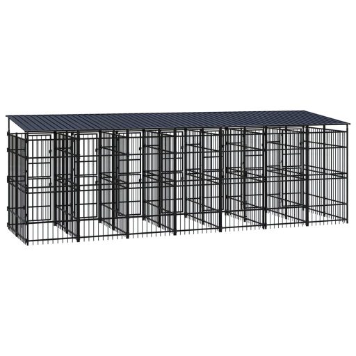 Acél kültéri kutyakennel tetővel 12,9 m²