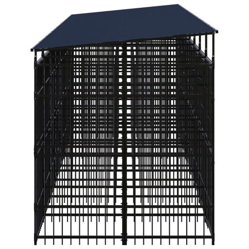 Acél kültéri kutyakennel tetővel 14,75 m²