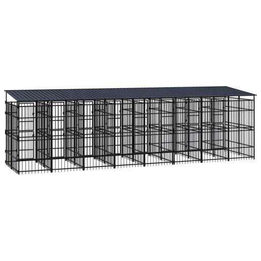 Acél kültéri kutyakennel tetővel 14,75 m²