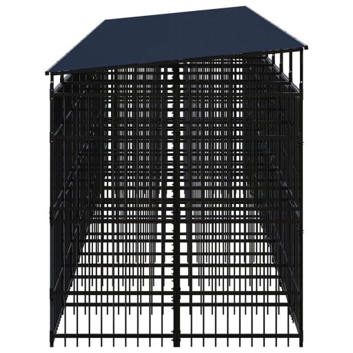 Acél kültéri kutyakennel tetővel 16,59 m²